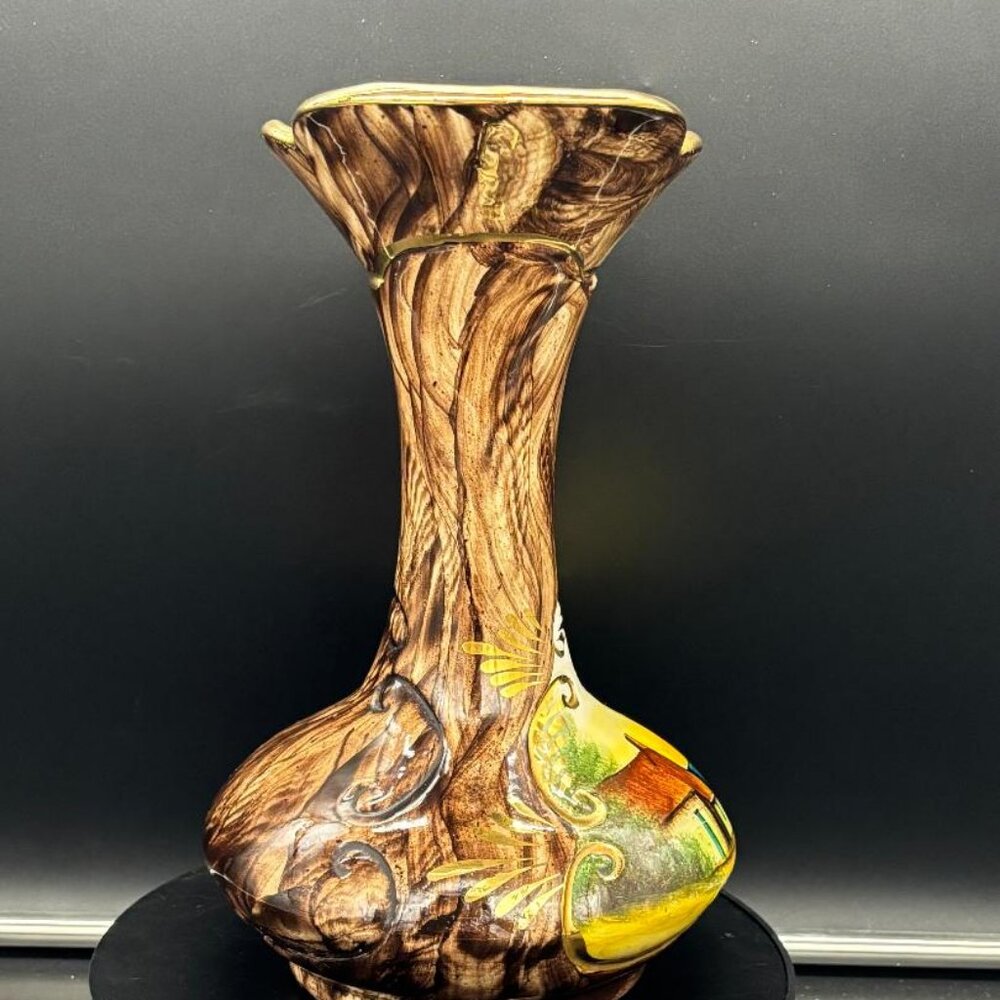 Vintage 1950's Quaregnon Belgium Pottery Hand Painted Ewer Pitcher Vase 10 X 6 - Picture 8 of 10